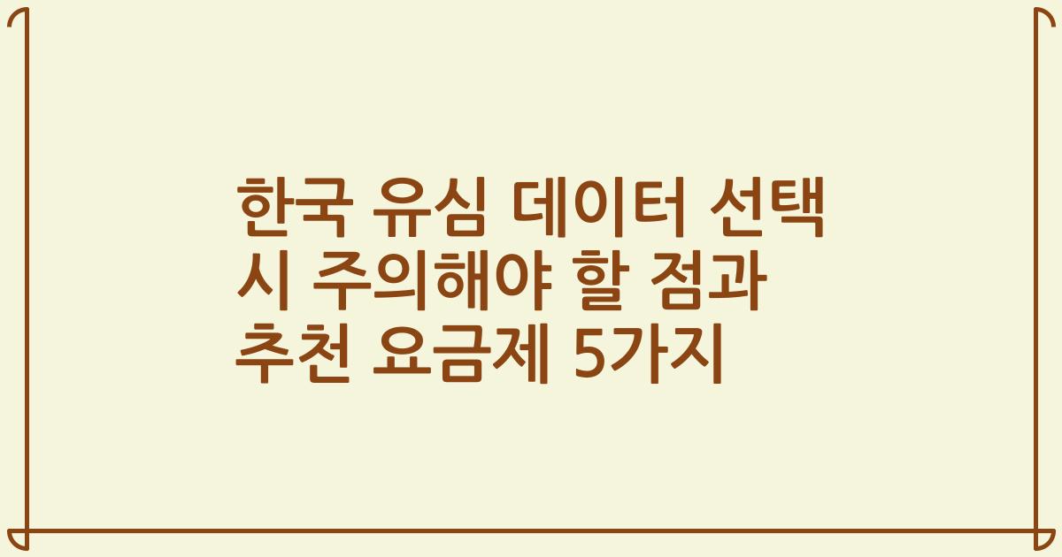한국 유심 데이터 선택 시 주의해야 할 점과 추천 요금제 5가지