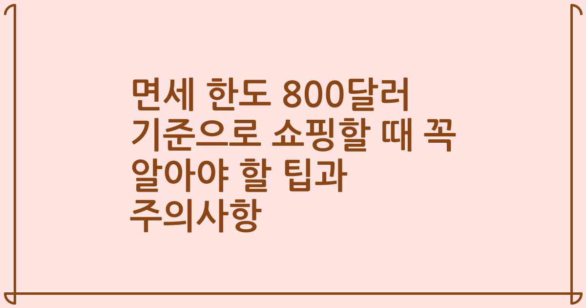 면세 한도 800달러 기준으로 쇼핑할 때 꼭 알아야 할 팁과 주의사항