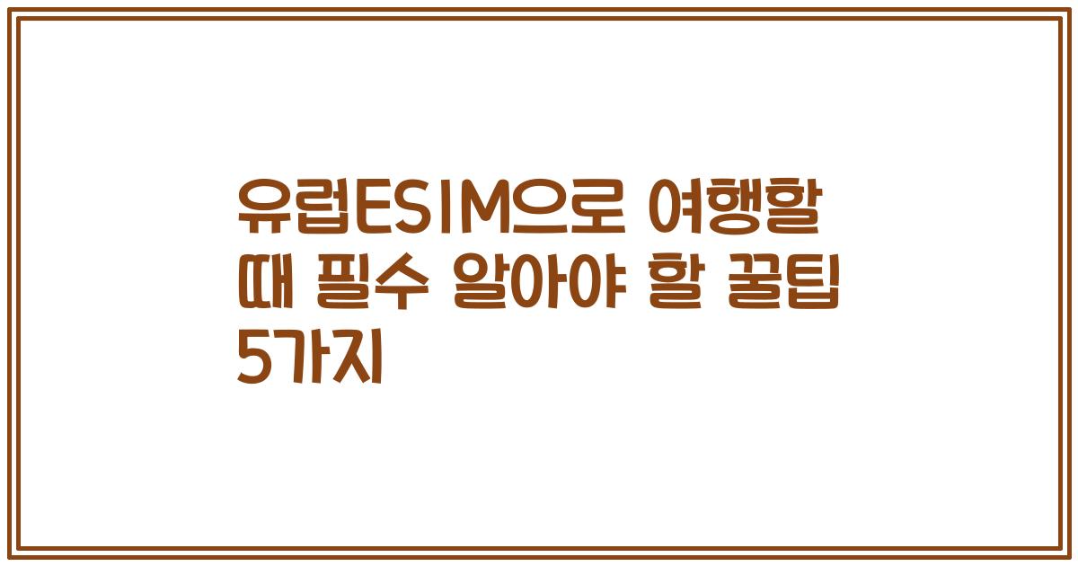 유럽ESIM으로 여행할 때 필수 알아야 할 꿀팁 5가지